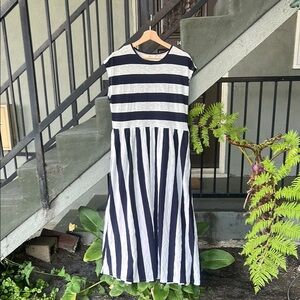 Boden British Striped Cotton Midii Dress Nautical Sailor Jersey Dress Sz 12